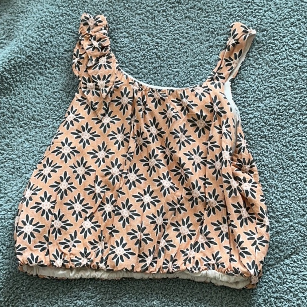 Zara 13 - 14 Years Black and Tan Floral Top
